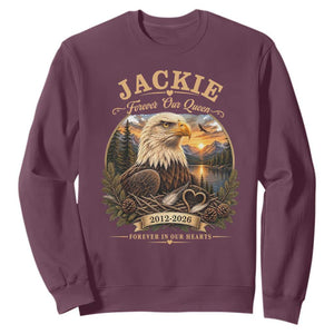Jackie Forever Our Queen Bald Eagle Memorial Sweatshirt Big Bear Lake Crest Tribute Graphic TS02 Maroon Print Your Wear