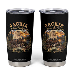 Jackie Forever Our Queen Bald Eagle Memorial Tumbler Cup Big Bear Lake Crest Tribute Graphic TS02 Black Print Your Wear