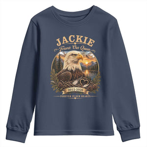 Jackie Forever Our Queen Bald Eagle Memorial Youth Sweatshirt Big Bear Lake Crest Tribute Graphic TS02 Navy Print Your Wear