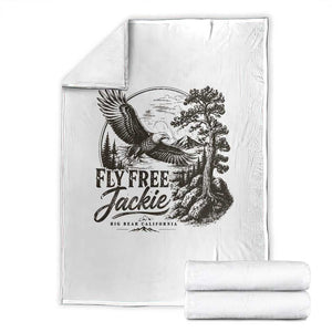Fly Free Jackie Vintage Etching Soaring Eagle Throw Blanket Big Bear Lake Wilderness Graphic TS02 White Print Your Wear