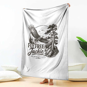 Fly Free Jackie Vintage Etching Soaring Eagle Throw Blanket Big Bear Lake Wilderness Graphic TS02 Print Your Wear