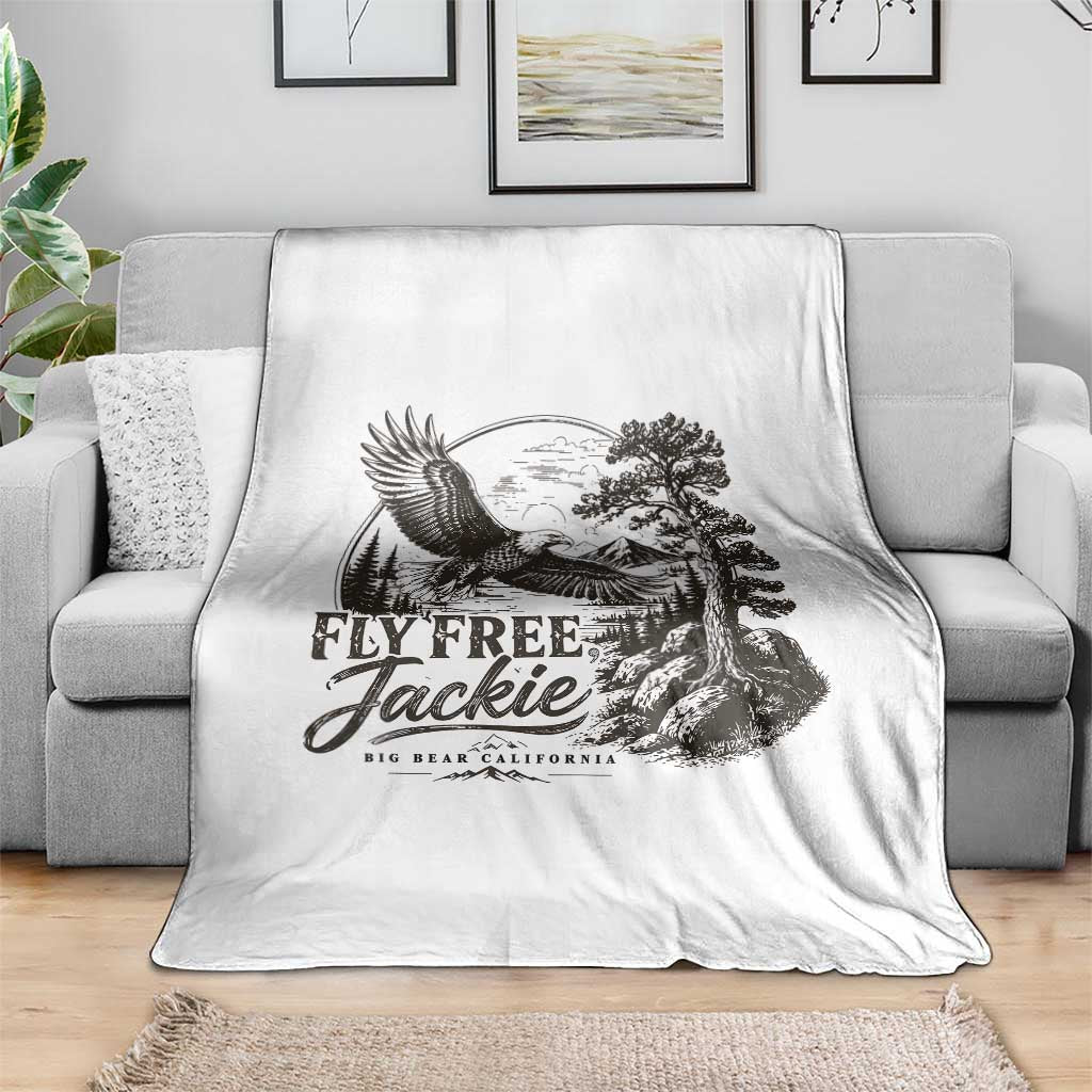 Fly Free Jackie Vintage Etching Soaring Eagle Throw Blanket Big Bear Lake Wilderness Graphic TS02 Print Your Wear