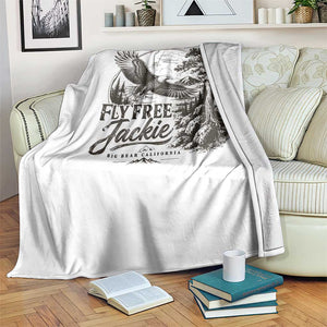 Fly Free Jackie Vintage Etching Soaring Eagle Throw Blanket Big Bear Lake Wilderness Graphic TS02 Print Your Wear