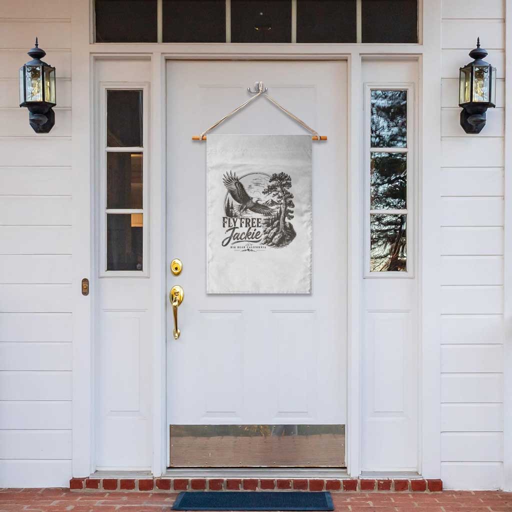 Fly Free Jackie Vintage Etching Soaring Eagle Garden Flag Big Bear Lake Wilderness Graphic TS02 Print Your Wear