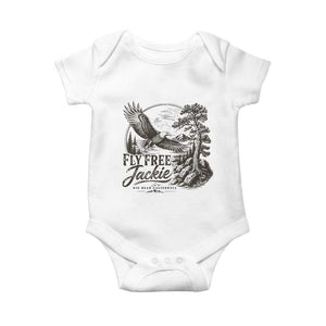Fly Free Jackie Vintage Etching Soaring Eagle Baby Onesie Big Bear Lake Wilderness Graphic TS02 White Print Your Wear