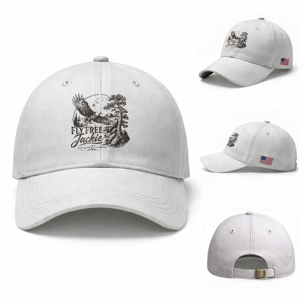 Fly Free Jackie Vintage Etching Soaring Eagle Baseball Cap Big Bear Lake Wilderness Graphic TS02 Baseball Cap Universal Fit White Print Your Wear