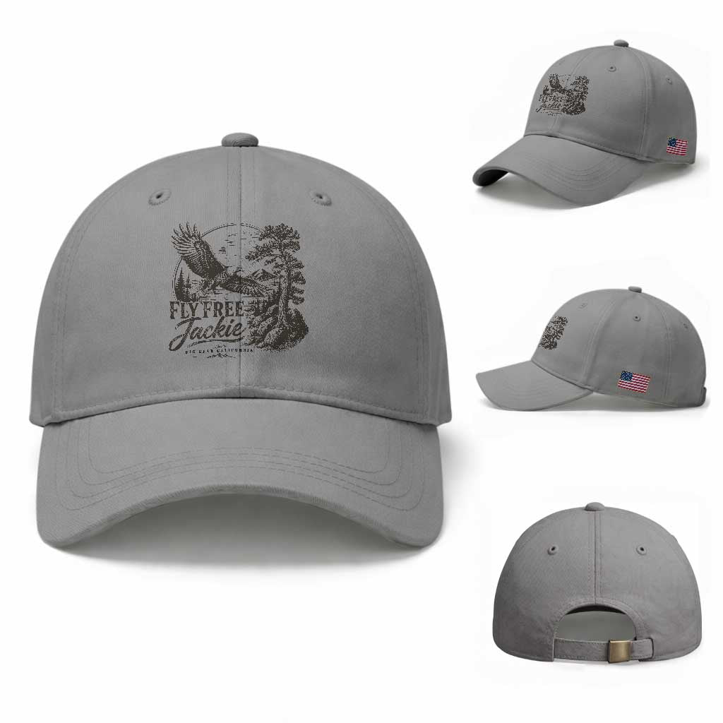 Fly Free Jackie Vintage Etching Soaring Eagle Baseball Cap Big Bear Lake Wilderness Graphic TS02 Baseball Cap Universal Fit Sport Gray Print Your Wear