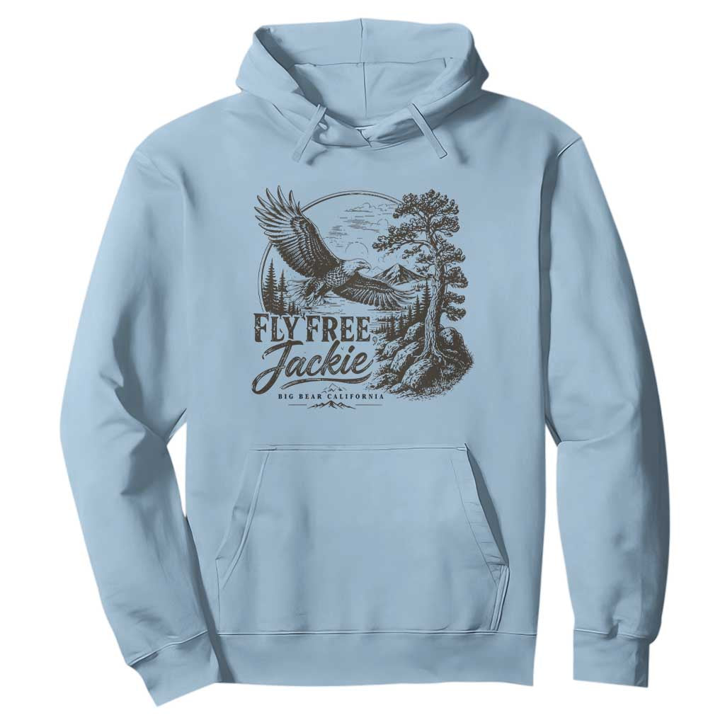Fly Free Jackie Vintage Etching Soaring Eagle Hoodie Big Bear Lake Wilderness Graphic TS02 Light Blue Print Your Wear