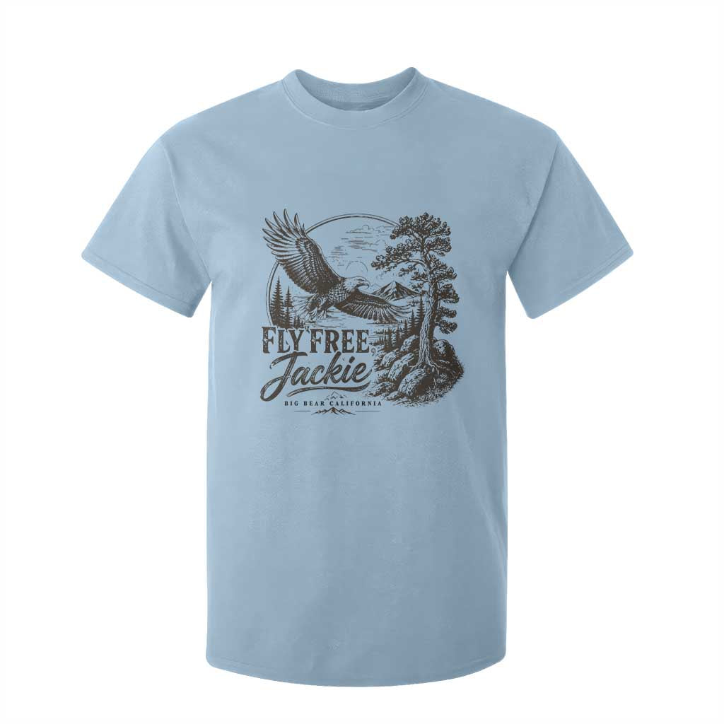 Fly Free Jackie Vintage Etching Soaring Eagle T Shirt For Kid Big Bear Lake Wilderness Graphic TS02 Light Blue Print Your Wear