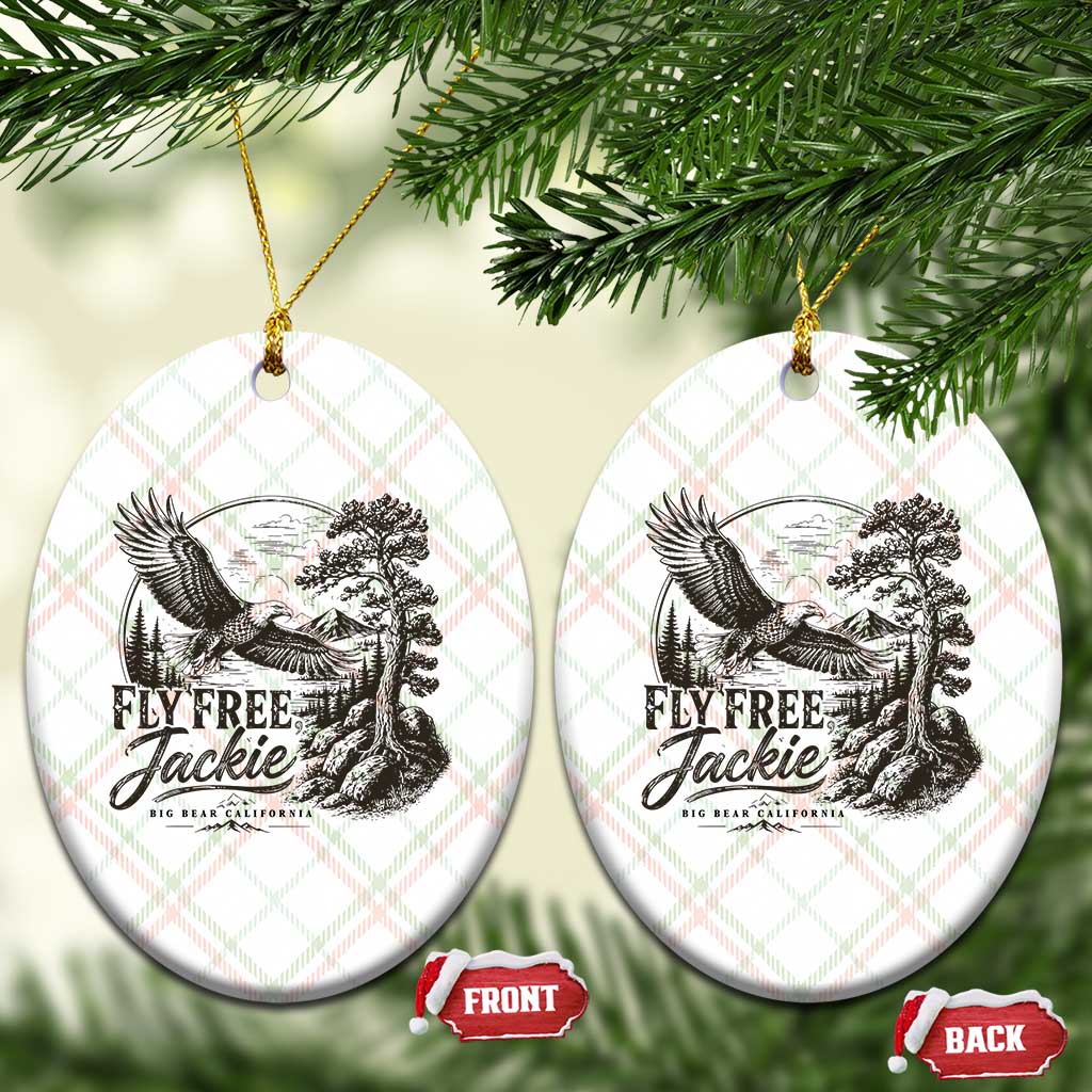 Fly Free Jackie Vintage Etching Soaring Eagle Ceramic Ornament Big Bear Lake Wilderness Graphic TS02 Print Your Wear