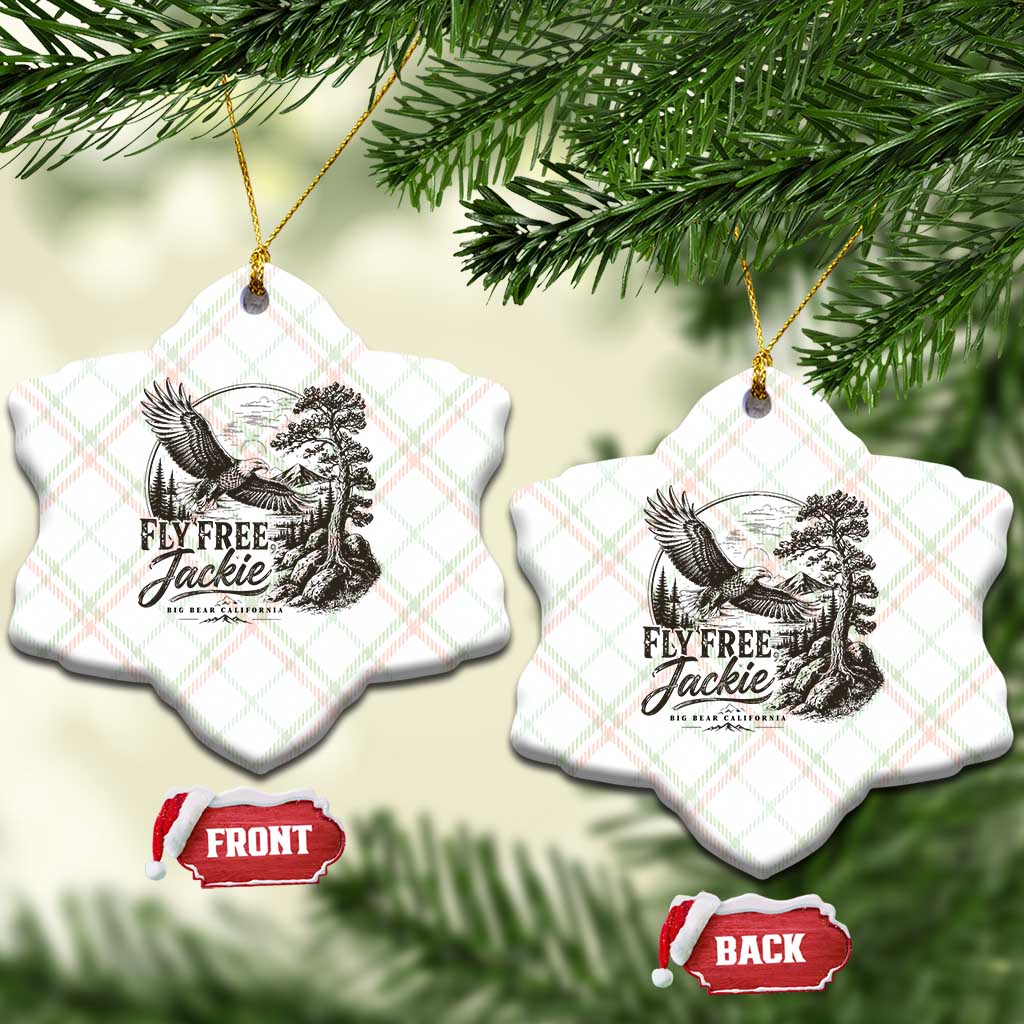 Fly Free Jackie Vintage Etching Soaring Eagle Ceramic Ornament Big Bear Lake Wilderness Graphic TS02 Print Your Wear