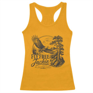 Fly Free Jackie Vintage Etching Soaring Eagle Racerback Tank Top Big Bear Lake Wilderness Graphic TS02 Gold Print Your Wear