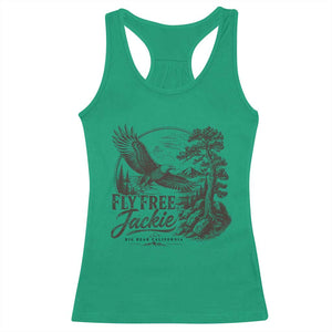 Fly Free Jackie Vintage Etching Soaring Eagle Racerback Tank Top Big Bear Lake Wilderness Graphic TS02 Irish Green Print Your Wear