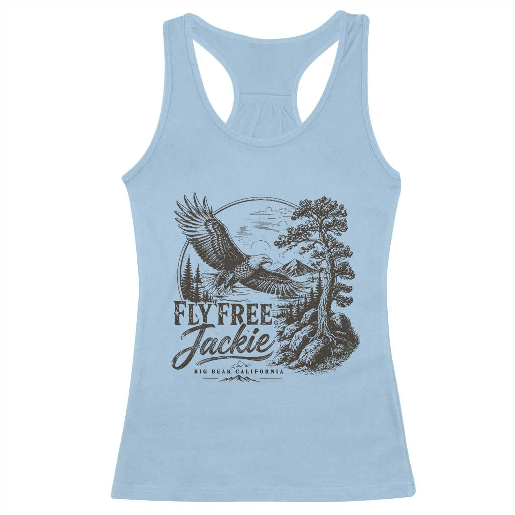 Fly Free Jackie Vintage Etching Soaring Eagle Racerback Tank Top Big Bear Lake Wilderness Graphic TS02 Light Blue Print Your Wear