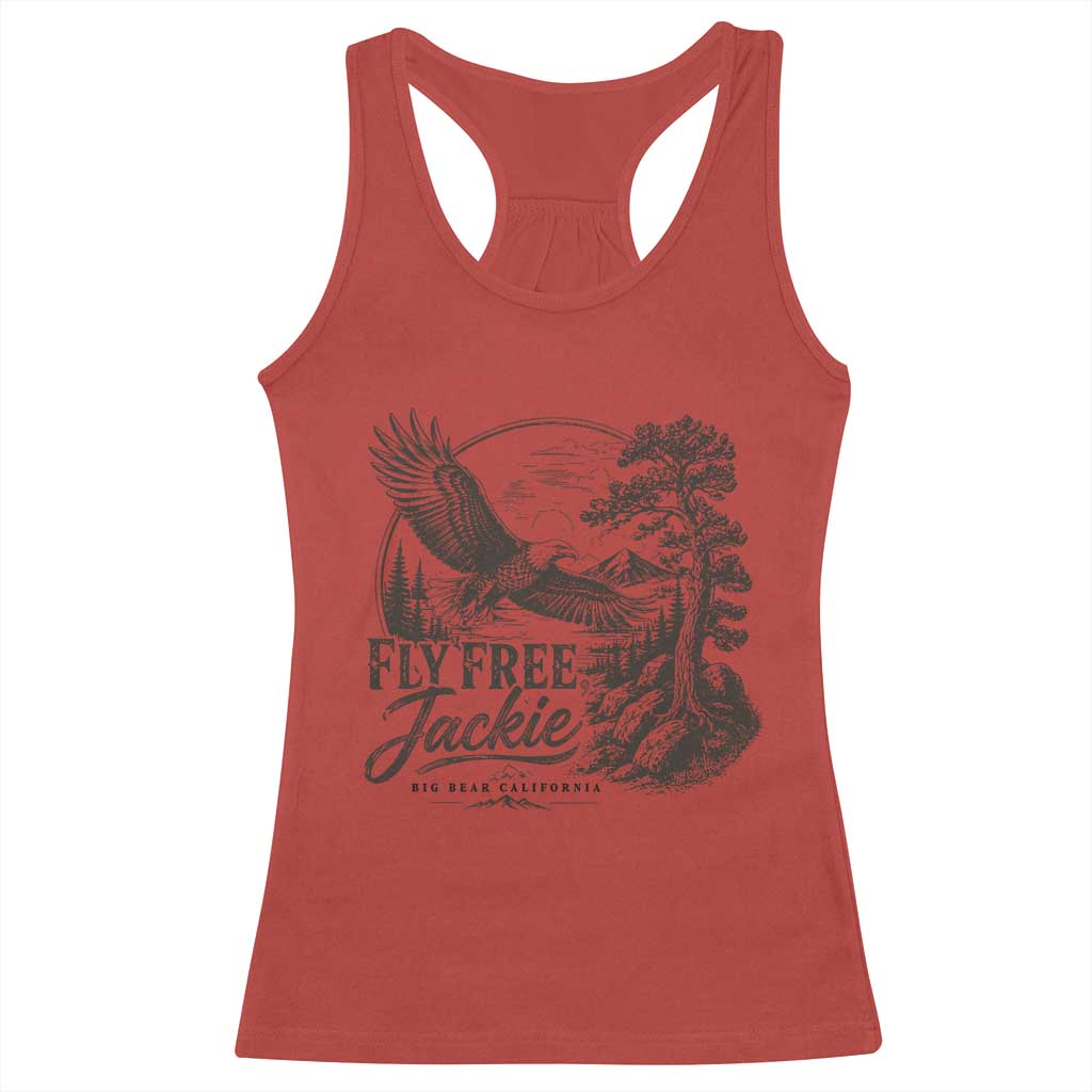 Fly Free Jackie Vintage Etching Soaring Eagle Racerback Tank Top Big Bear Lake Wilderness Graphic TS02 Red Print Your Wear