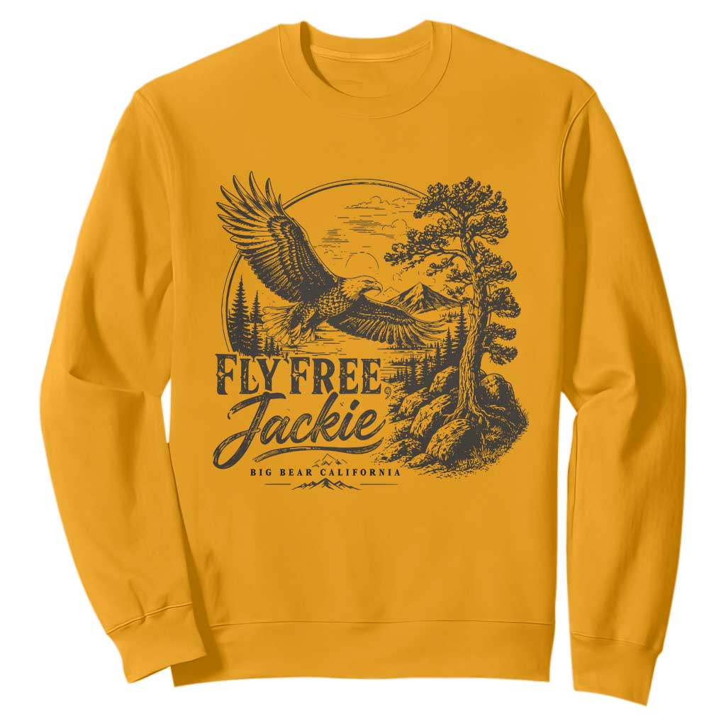 Fly Free Jackie Vintage Etching Soaring Eagle Sweatshirt Big Bear Lake Wilderness Graphic TS02 Gold Print Your Wear