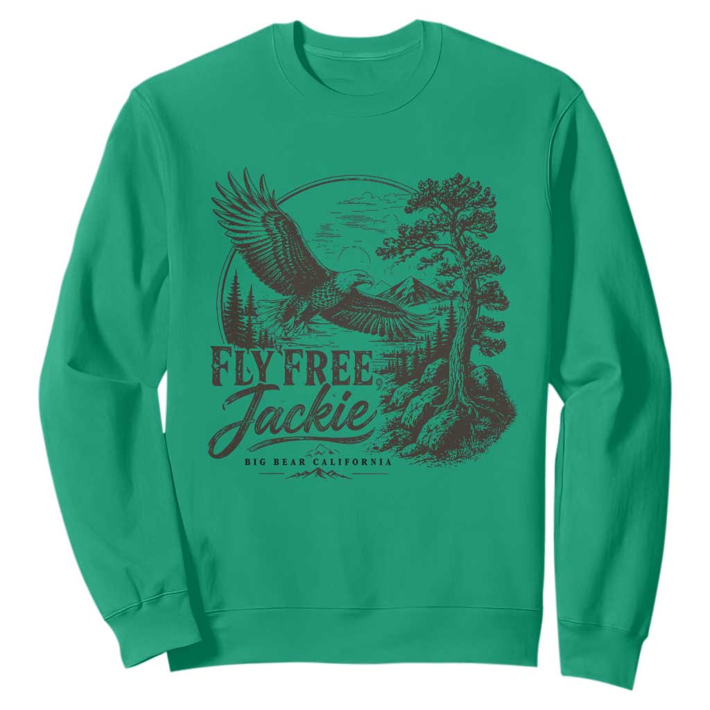 Fly Free Jackie Vintage Etching Soaring Eagle Sweatshirt Big Bear Lake Wilderness Graphic TS02 Irish Green Print Your Wear