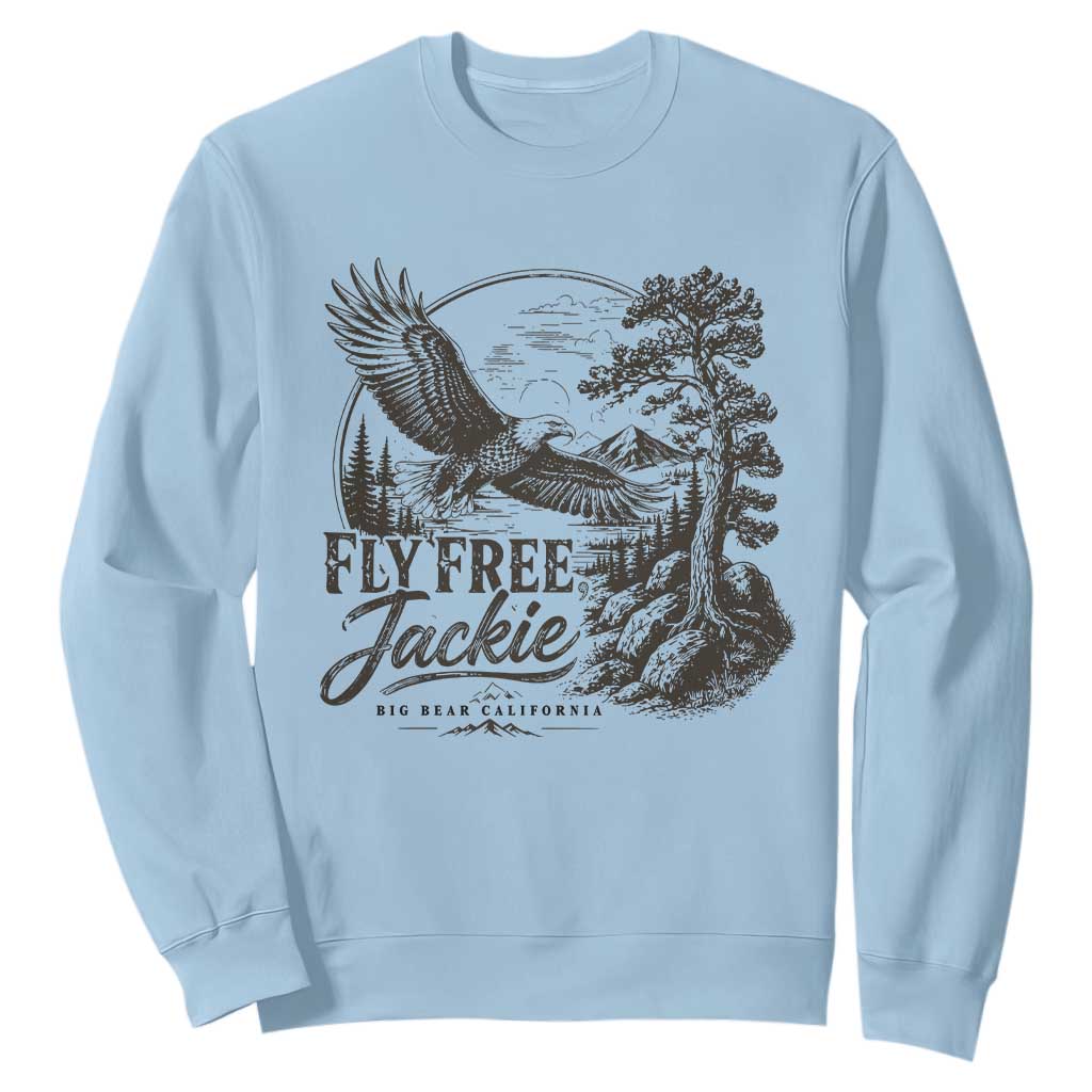 Fly Free Jackie Vintage Etching Soaring Eagle Sweatshirt Big Bear Lake Wilderness Graphic TS02 Light Blue Print Your Wear
