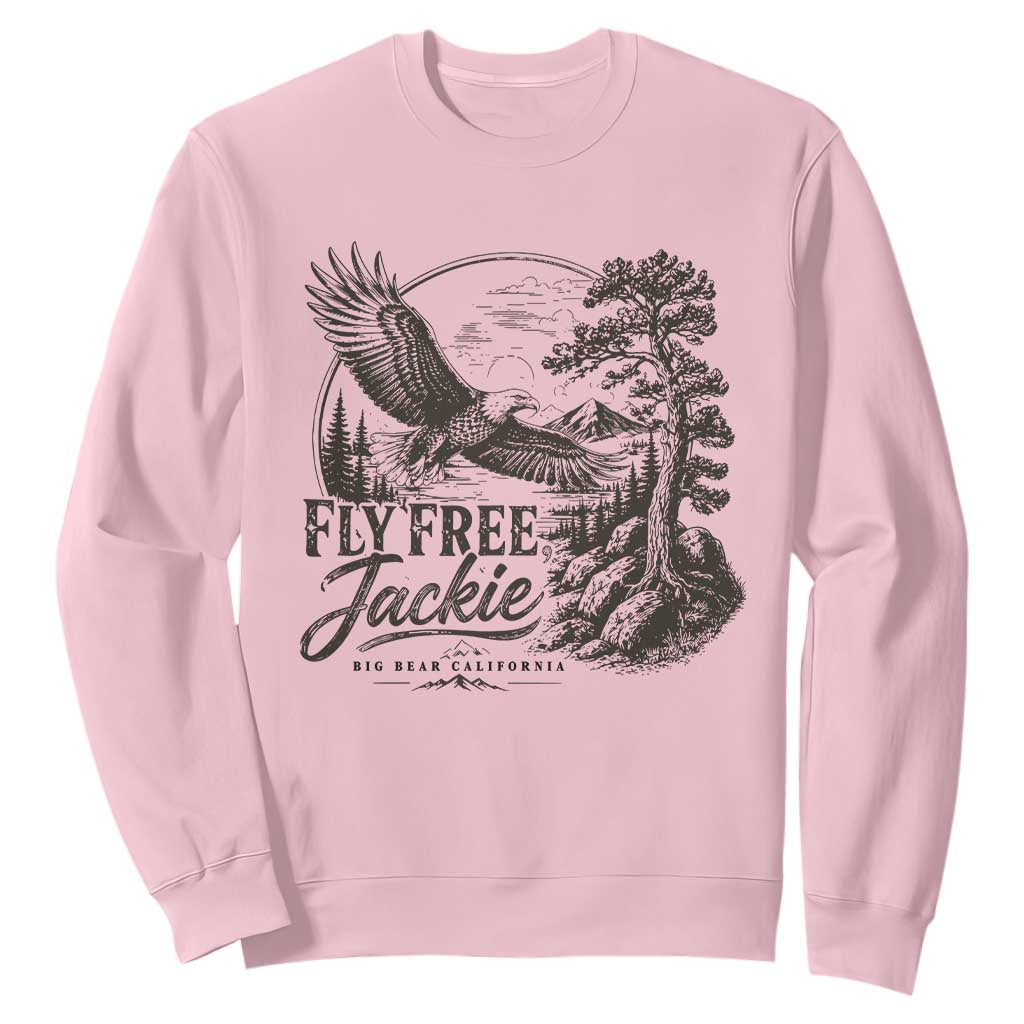 Fly Free Jackie Vintage Etching Soaring Eagle Sweatshirt Big Bear Lake Wilderness Graphic TS02 Light Pink Print Your Wear