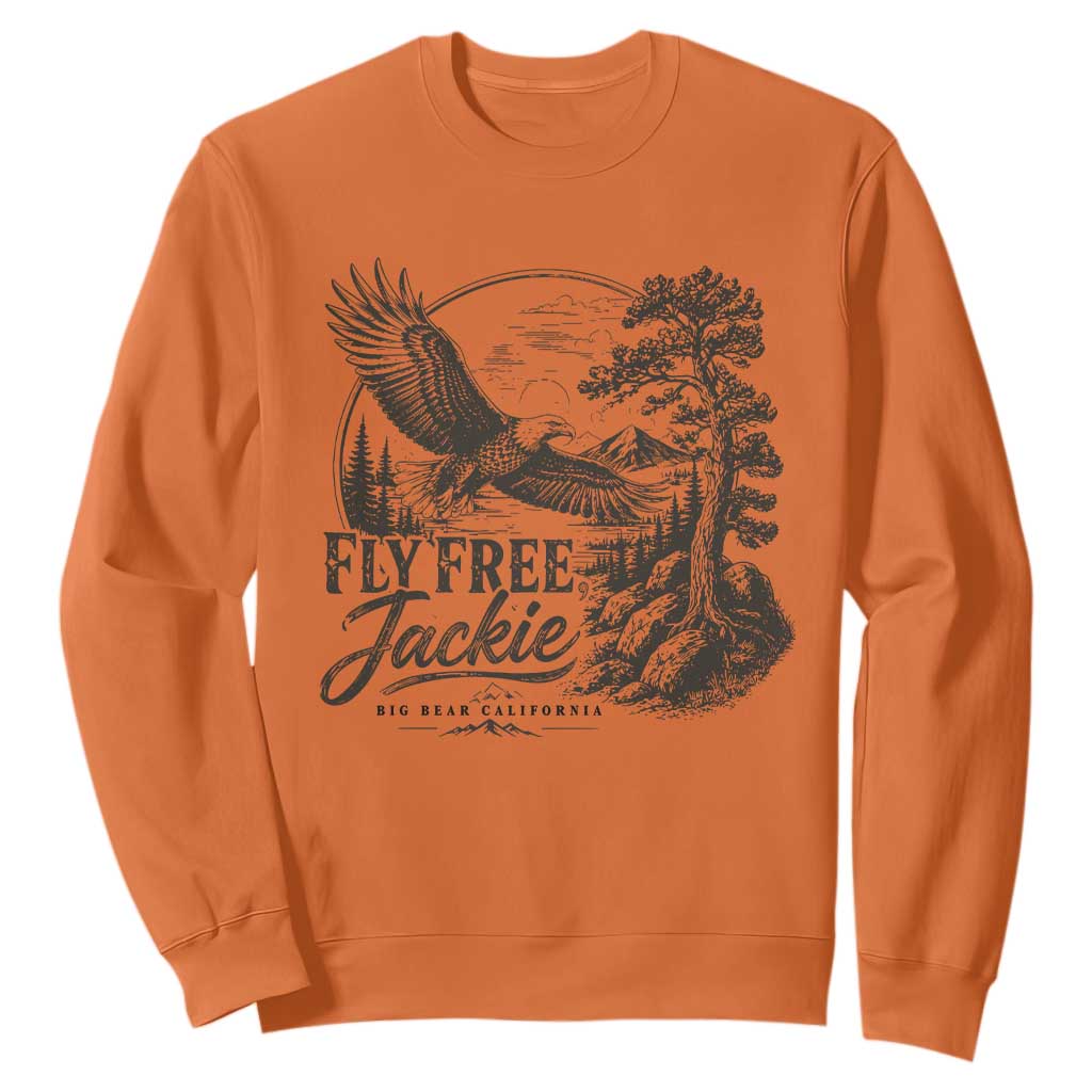 Fly Free Jackie Vintage Etching Soaring Eagle Sweatshirt Big Bear Lake Wilderness Graphic TS02 Orange Print Your Wear