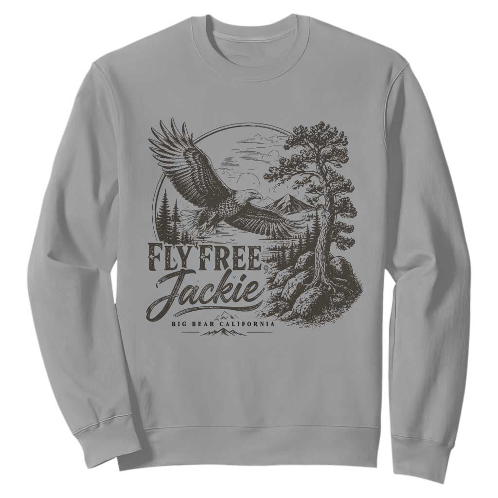 Fly Free Jackie Vintage Etching Soaring Eagle Sweatshirt Big Bear Lake Wilderness Graphic TS02 Sport Gray Print Your Wear