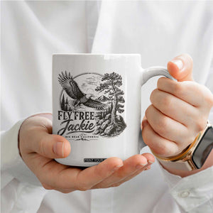 Fly Free Jackie Vintage Etching Soaring Eagle Coffee Mug Big Bear Lake Wilderness Graphic TS02 Print Your Wear