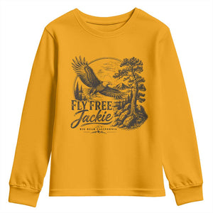 Fly Free Jackie Vintage Etching Soaring Eagle Youth Sweatshirt Big Bear Lake Wilderness Graphic TS02 Gold Print Your Wear