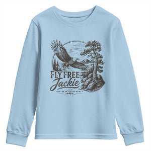 Fly Free Jackie Vintage Etching Soaring Eagle Youth Sweatshirt Big Bear Lake Wilderness Graphic TS02 Light Blue Print Your Wear