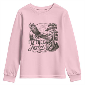 Fly Free Jackie Vintage Etching Soaring Eagle Youth Sweatshirt Big Bear Lake Wilderness Graphic TS02 Light Pink Print Your Wear
