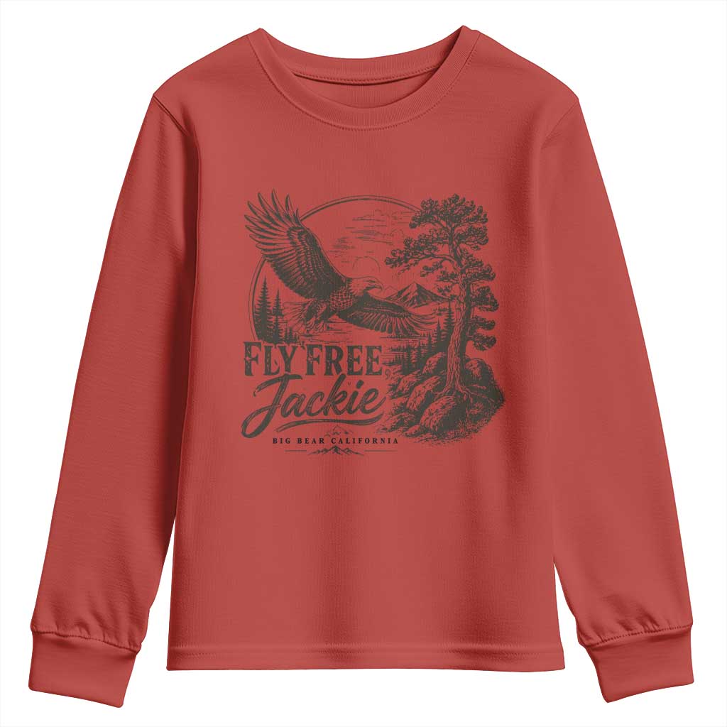 Fly Free Jackie Vintage Etching Soaring Eagle Youth Sweatshirt Big Bear Lake Wilderness Graphic TS02 Red Print Your Wear