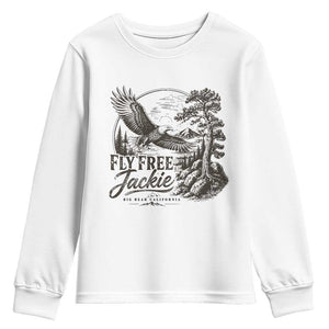 Fly Free Jackie Vintage Etching Soaring Eagle Youth Sweatshirt Big Bear Lake Wilderness Graphic TS02 White Print Your Wear