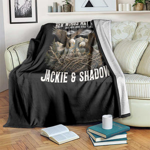 Her Wings May Rest Jackie and Shadow Throw Blanket Bald Eagle Nest Family Tribute Graphic TS02 Print Your Wear