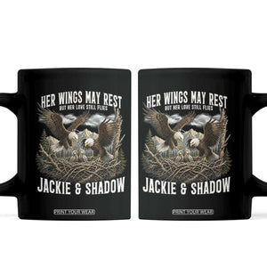 Her Wings May Rest Jackie and Shadow Coffee Mug Bald Eagle Nest Family Tribute Graphic TS02 Black Print Your Wear