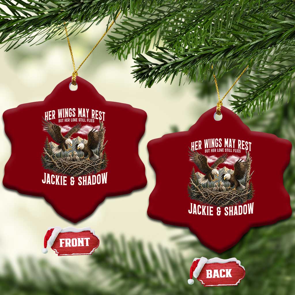 Her Wings May Rest Jackie and Shadow Ceramic Ornament Bald Eagle Nest Family Tribute Graphic TS02 Print Your Wear