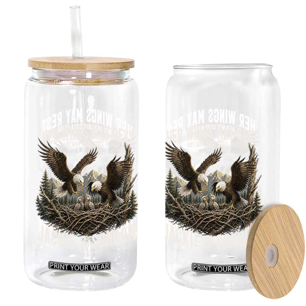 Her Wings May Rest Jackie and Shadow Glass Can Bald Eagle Nest Family Tribute Graphic TS02 Print Your Wear