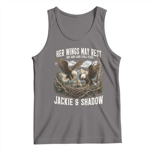 Her Wings May Rest Jackie and Shadow Tank Top Bald Eagle Nest Family Tribute Graphic TS02 Deep Heather Print Your Wear