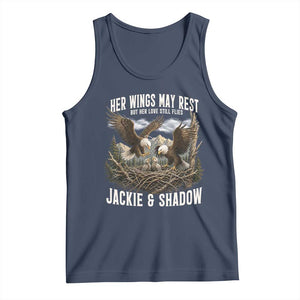 Her Wings May Rest Jackie and Shadow Tank Top Bald Eagle Nest Family Tribute Graphic TS02 Navy Print Your Wear