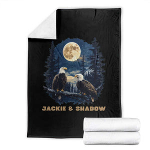 Jackie and Shadow Bald Eagle Couple Throw Blanket Full Moon Forest Vintage Nature Graphic TS02 Black Print Your Wear