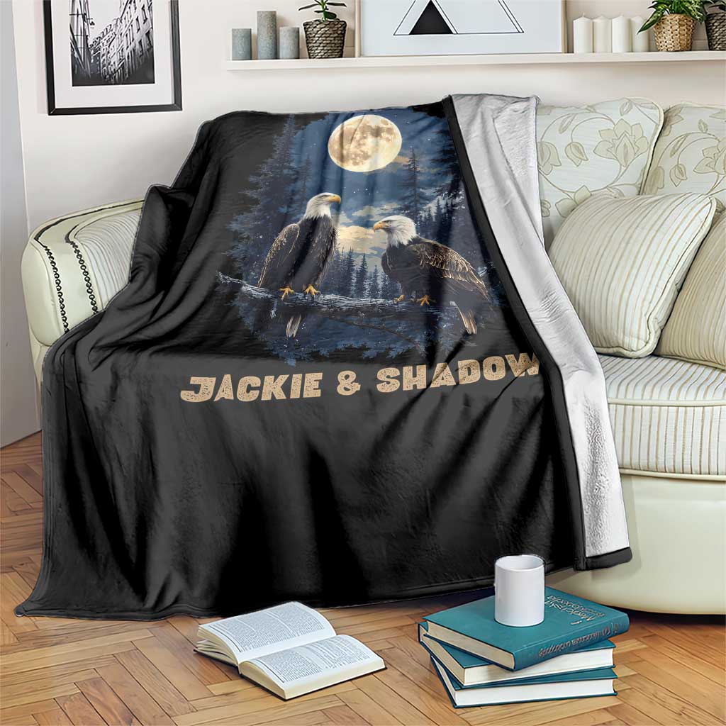 Jackie and Shadow Bald Eagle Couple Throw Blanket Full Moon Forest Vintage Nature Graphic TS02 Print Your Wear