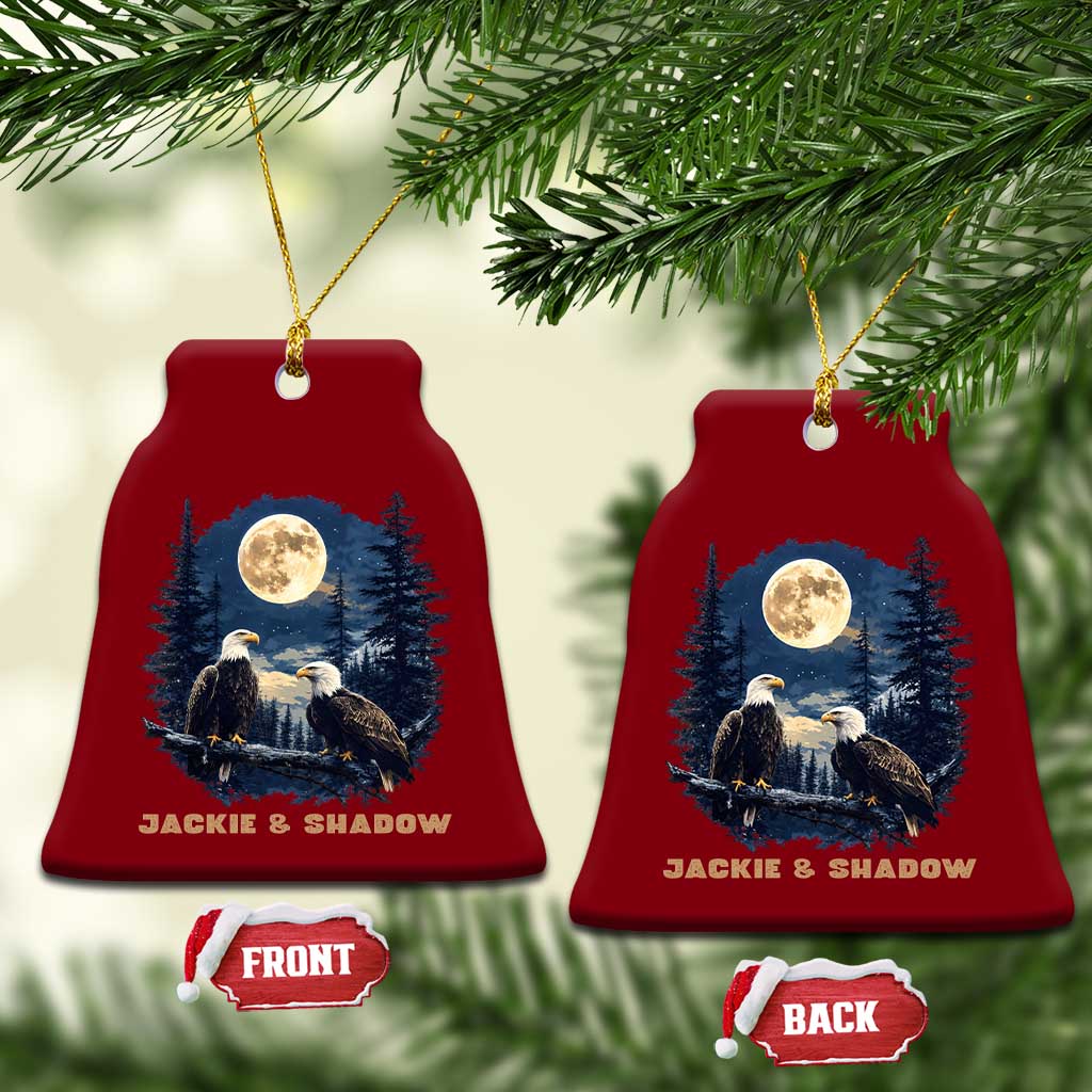 Jackie and Shadow Bald Eagle Couple Ceramic Ornament Full Moon Forest Vintage Nature Graphic TS02 Print Your Wear