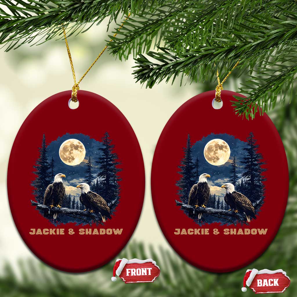 Jackie and Shadow Bald Eagle Couple Ceramic Ornament Full Moon Forest Vintage Nature Graphic TS02 Print Your Wear