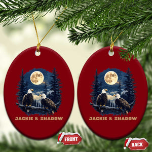 Jackie and Shadow Bald Eagle Couple Ceramic Ornament Full Moon Forest Vintage Nature Graphic TS02 Print Your Wear