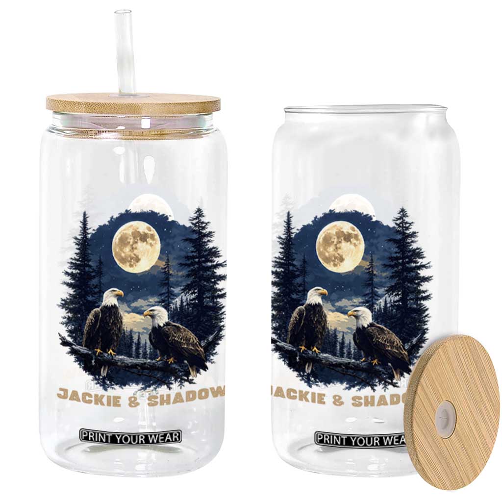 Jackie and Shadow Bald Eagle Couple Glass Can Full Moon Forest Vintage Nature Graphic TS02 Print Your Wear