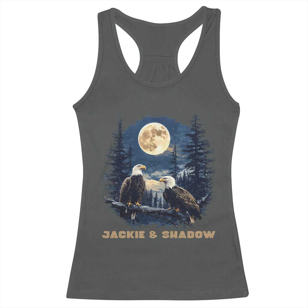 Jackie and Shadow Bald Eagle Couple Racerback Tank Top Full Moon Forest Vintage Nature Graphic TS02 Dark Heather Print Your Wear