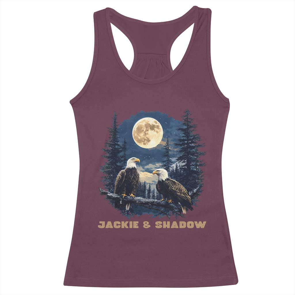 Jackie and Shadow Bald Eagle Couple Racerback Tank Top Full Moon Forest Vintage Nature Graphic TS02 Maroon Print Your Wear