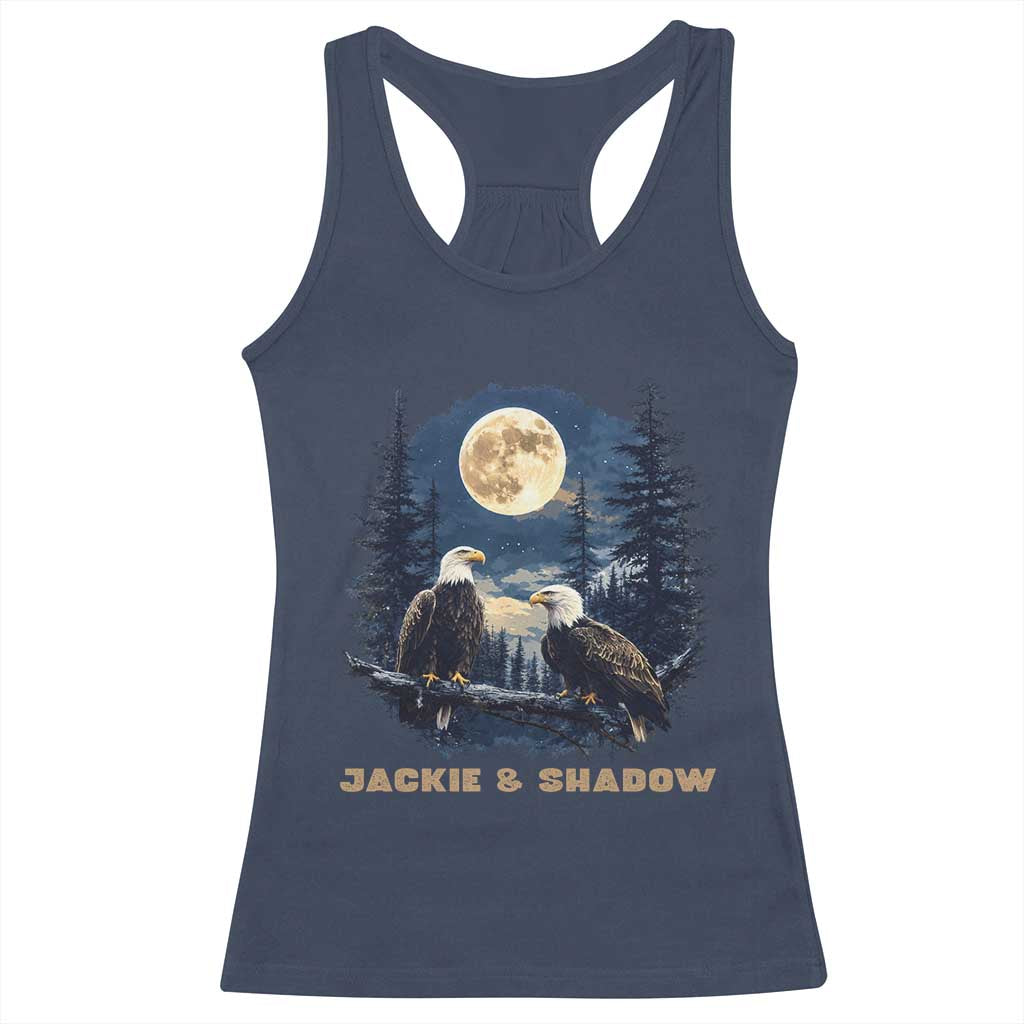 Jackie and Shadow Bald Eagle Couple Racerback Tank Top Full Moon Forest Vintage Nature Graphic TS02 Navy Print Your Wear