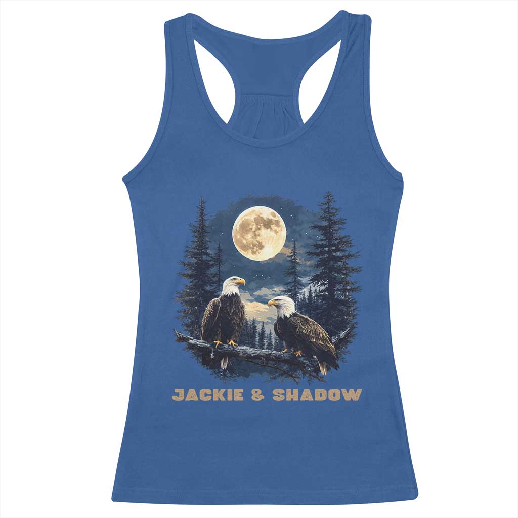 Jackie and Shadow Bald Eagle Couple Racerback Tank Top Full Moon Forest Vintage Nature Graphic TS02 Royal Blue Print Your Wear
