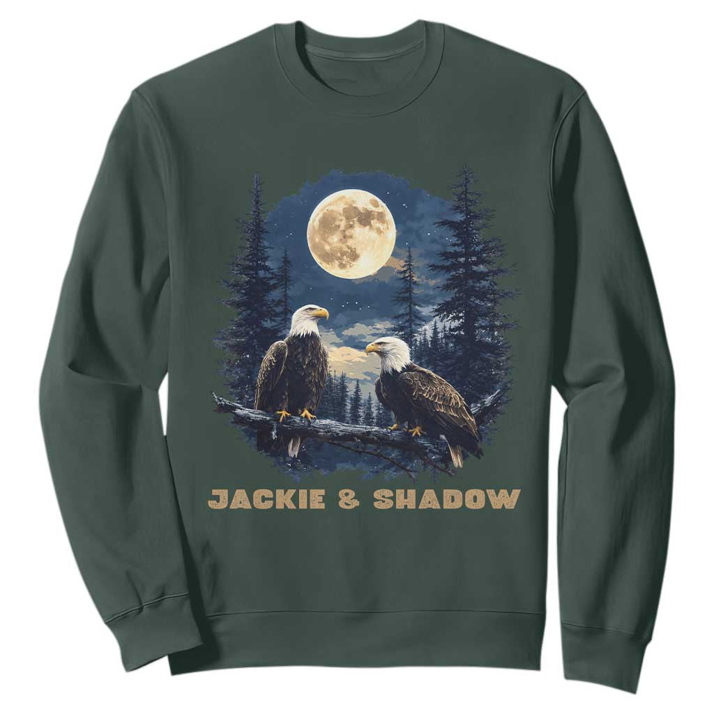 Jackie and Shadow Bald Eagle Couple Sweatshirt Full Moon Forest Vintage Nature Graphic TS02 Dark Forest Green Print Your Wear