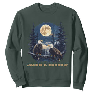 Jackie and Shadow Bald Eagle Couple Sweatshirt Full Moon Forest Vintage Nature Graphic TS02 Dark Forest Green Print Your Wear