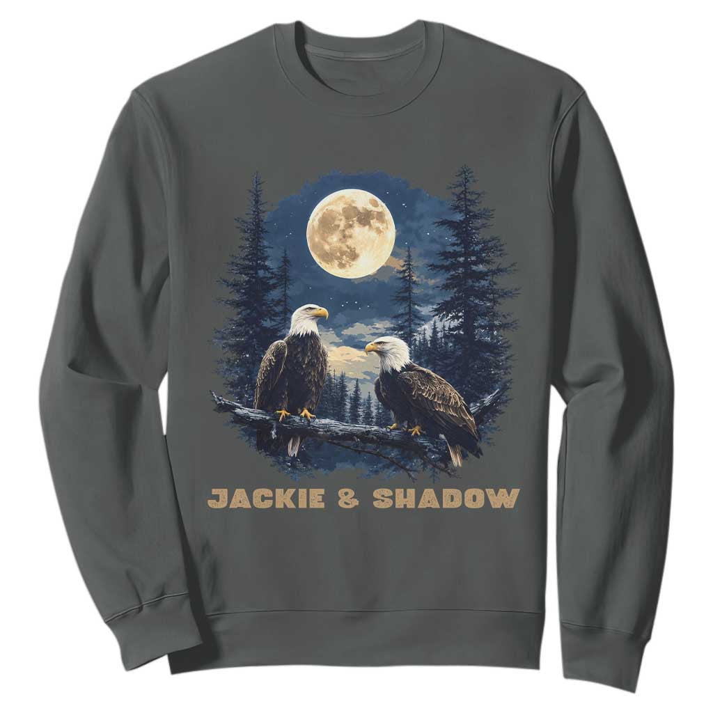 Jackie and Shadow Bald Eagle Couple Sweatshirt Full Moon Forest Vintage Nature Graphic TS02 Dark Heather Print Your Wear